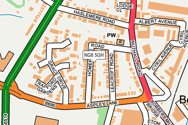 NG8 5GH map - OS OpenMap – Local (Ordnance Survey)