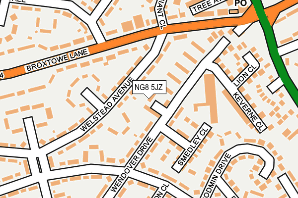 NG8 5JZ map - OS OpenMap – Local (Ordnance Survey)