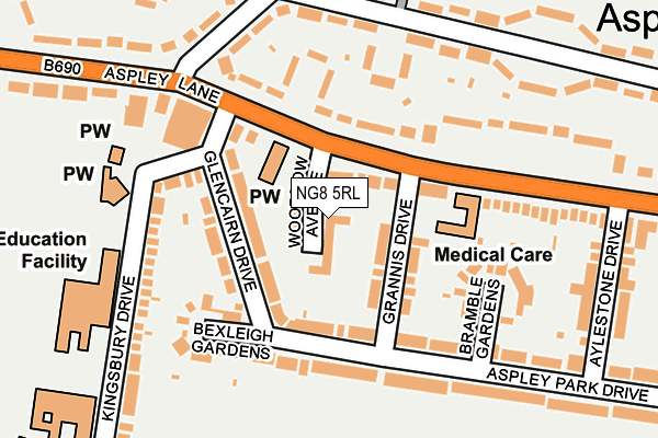 NG8 5RL map - OS OpenMap – Local (Ordnance Survey)