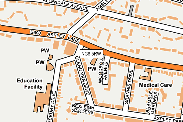 NG8 5RW map - OS OpenMap – Local (Ordnance Survey)