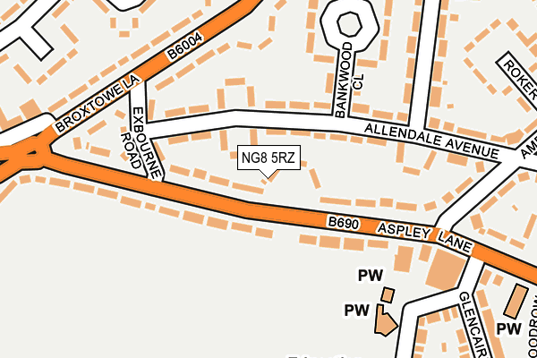 NG8 5RZ map - OS OpenMap – Local (Ordnance Survey)