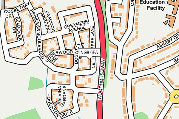 NG8 6FA map - OS OpenMap – Local (Ordnance Survey)