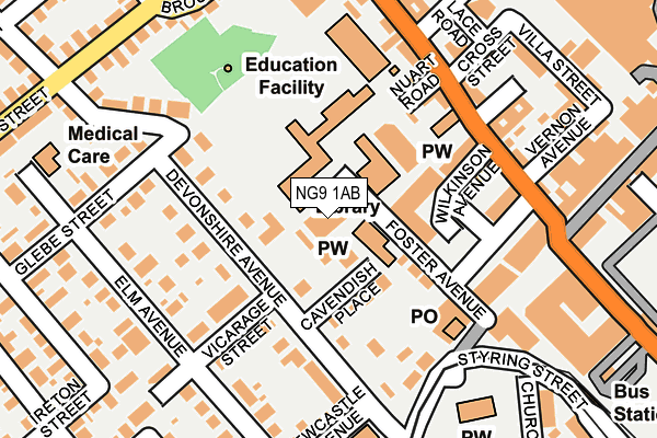 NG9 1AB map - OS OpenMap – Local (Ordnance Survey)