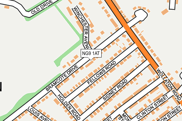 NG9 1AT map - OS OpenMap – Local (Ordnance Survey)