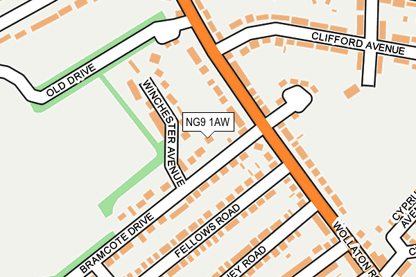 NG9 1AW map - OS OpenMap – Local (Ordnance Survey)