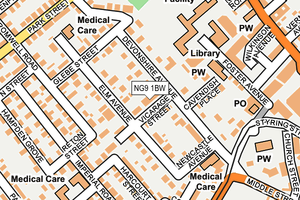 NG9 1BW map - OS OpenMap – Local (Ordnance Survey)