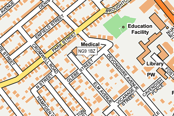 NG9 1BZ map - OS OpenMap – Local (Ordnance Survey)
