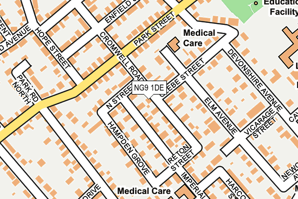NG9 1DE map - OS OpenMap – Local (Ordnance Survey)