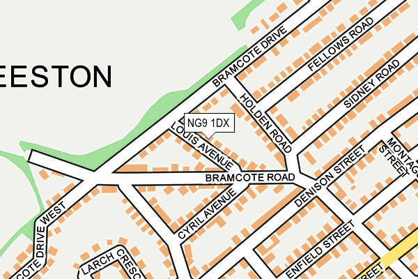 NG9 1DX map - OS OpenMap – Local (Ordnance Survey)