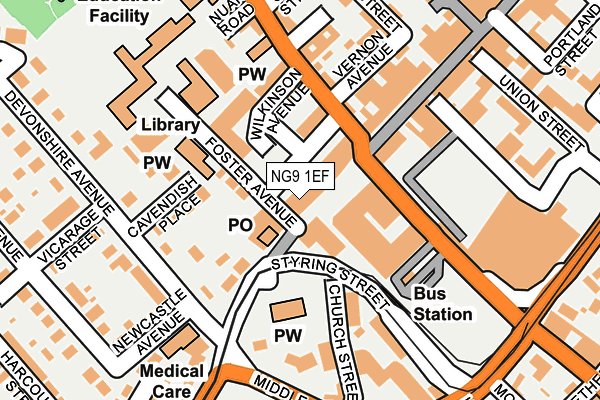 NG9 1EF map - OS OpenMap – Local (Ordnance Survey)