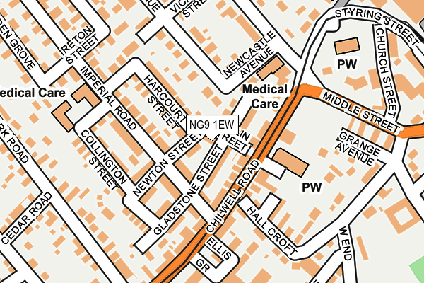 NG9 1EW map - OS OpenMap – Local (Ordnance Survey)