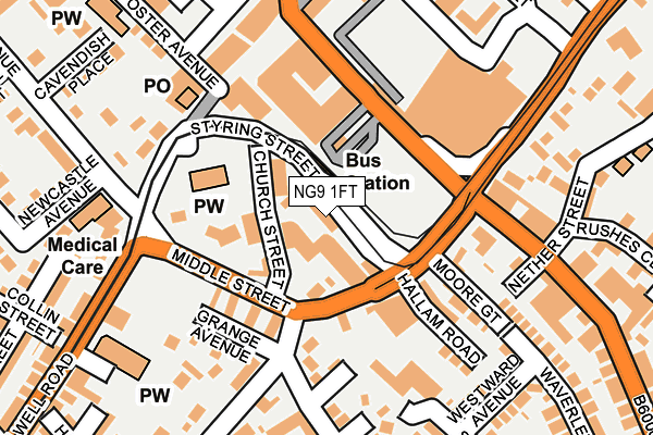 NG9 1FT map - OS OpenMap – Local (Ordnance Survey)