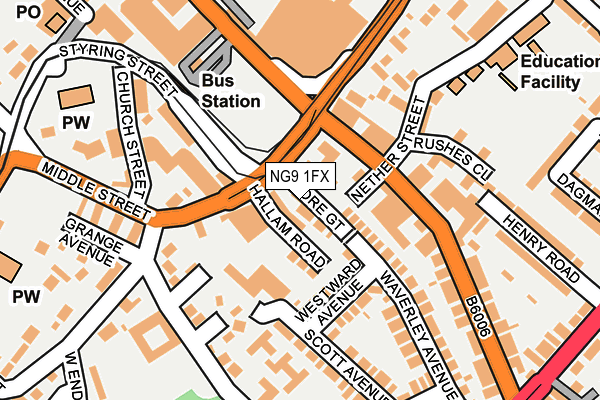 NG9 1FX map - OS OpenMap – Local (Ordnance Survey)