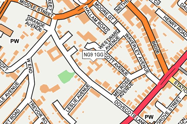 NG9 1GG map - OS OpenMap – Local (Ordnance Survey)