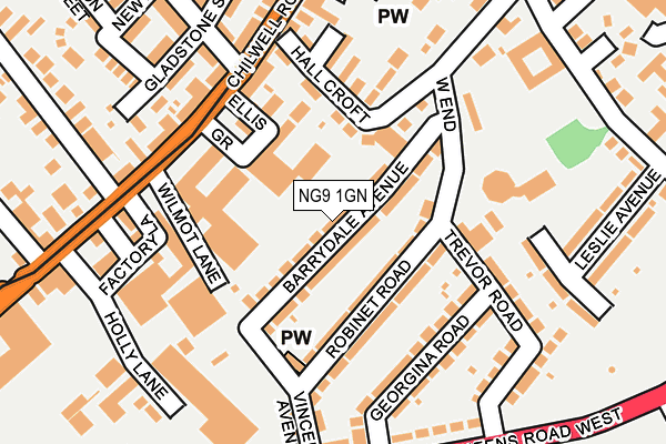 NG9 1GN map - OS OpenMap – Local (Ordnance Survey)