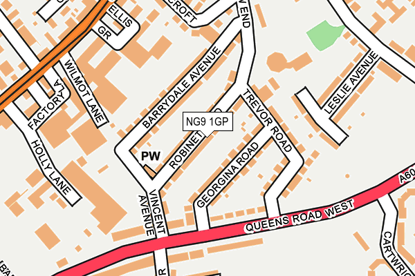 NG9 1GP map - OS OpenMap – Local (Ordnance Survey)
