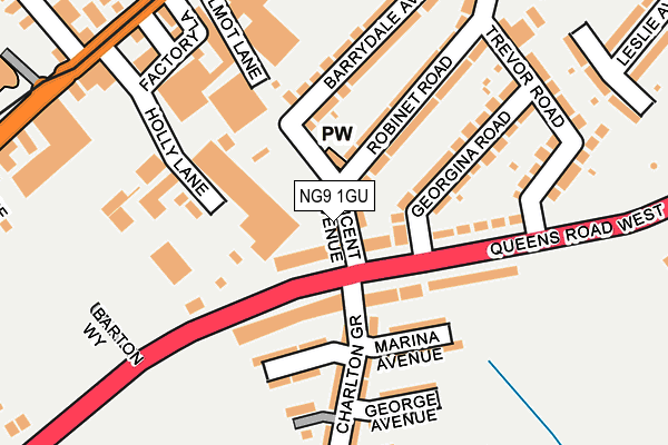 NG9 1GU map - OS OpenMap – Local (Ordnance Survey)