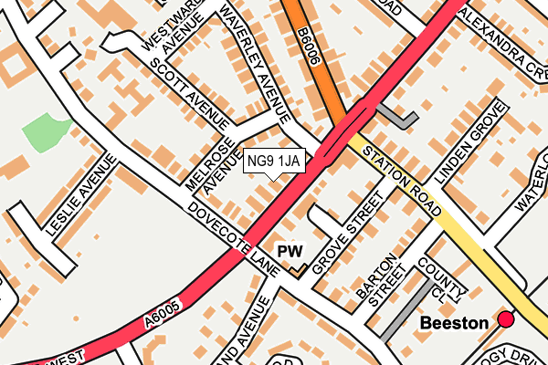 NG9 1JA map - OS OpenMap – Local (Ordnance Survey)