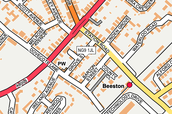 NG9 1JL map - OS OpenMap – Local (Ordnance Survey)