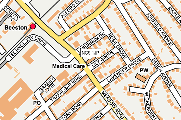 NG9 1JP map - OS OpenMap – Local (Ordnance Survey)