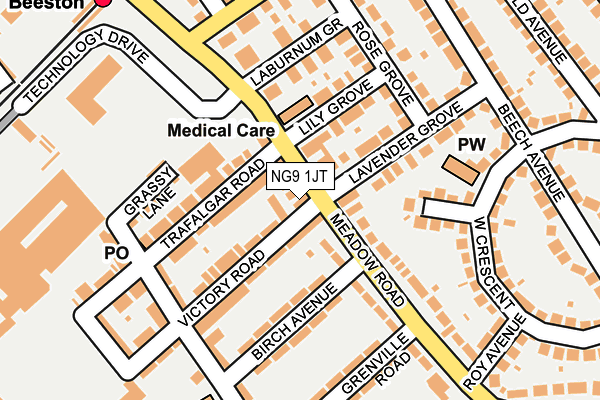 NG9 1JT map - OS OpenMap – Local (Ordnance Survey)