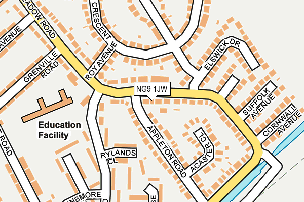 NG9 1JW map - OS OpenMap – Local (Ordnance Survey)