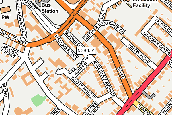 NG9 1JY map - OS OpenMap – Local (Ordnance Survey)