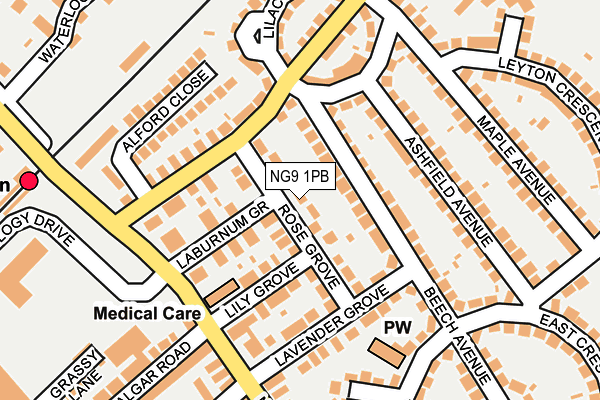 NG9 1PB map - OS OpenMap – Local (Ordnance Survey)