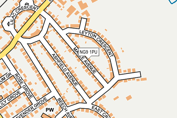NG9 1PU map - OS OpenMap – Local (Ordnance Survey)