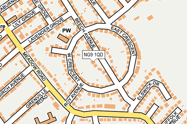 NG9 1QD map - OS OpenMap – Local (Ordnance Survey)