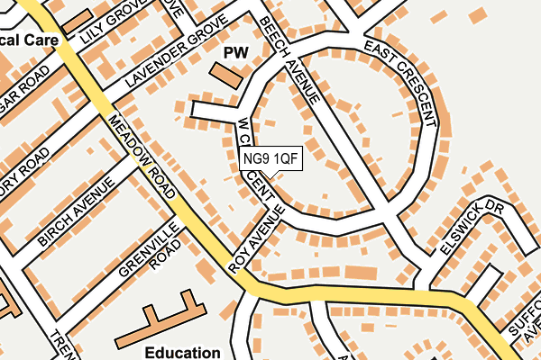 NG9 1QF map - OS OpenMap – Local (Ordnance Survey)
