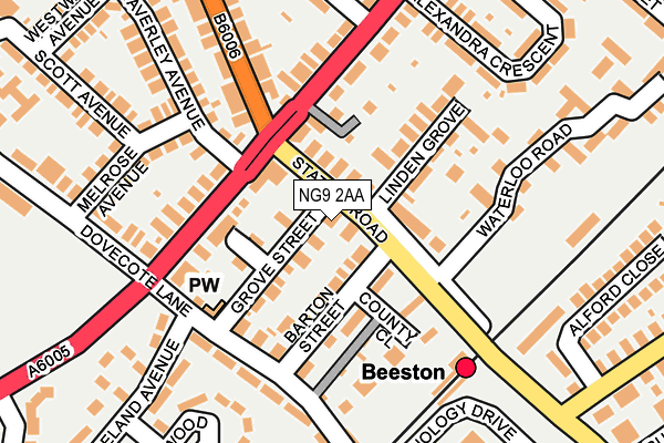 NG9 2AA map - OS OpenMap – Local (Ordnance Survey)