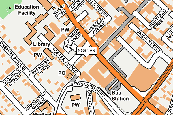 NG9 2AN map - OS OpenMap – Local (Ordnance Survey)