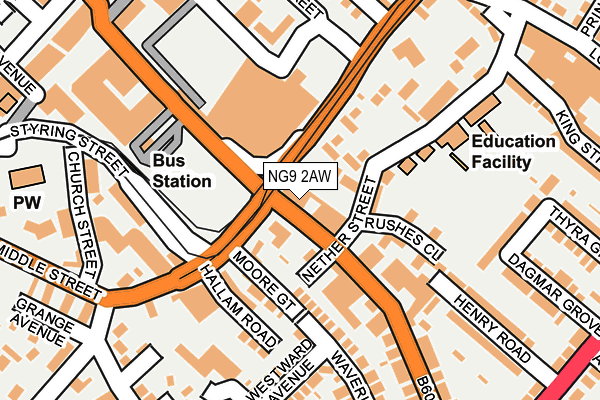 NG9 2AW map - OS OpenMap – Local (Ordnance Survey)