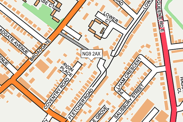 NG9 2AX map - OS OpenMap – Local (Ordnance Survey)