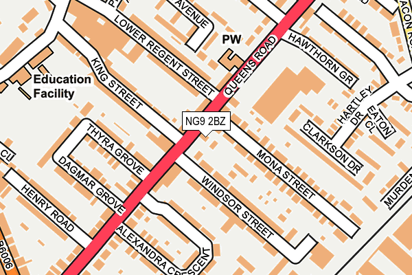 NG9 2BZ map - OS OpenMap – Local (Ordnance Survey)