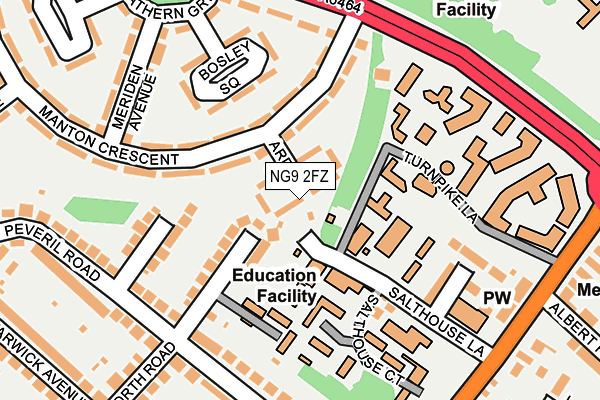 NG9 2FZ map - OS OpenMap – Local (Ordnance Survey)