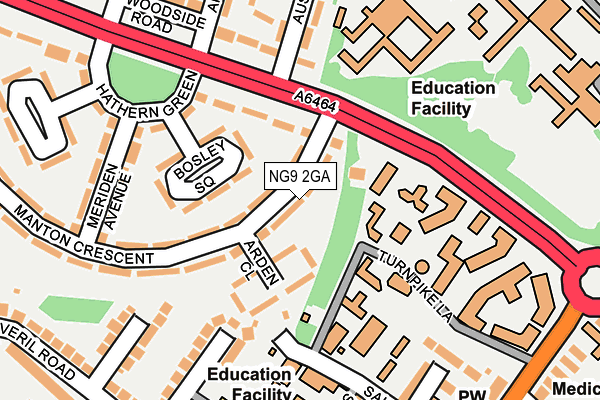 NG9 2GA map - OS OpenMap – Local (Ordnance Survey)