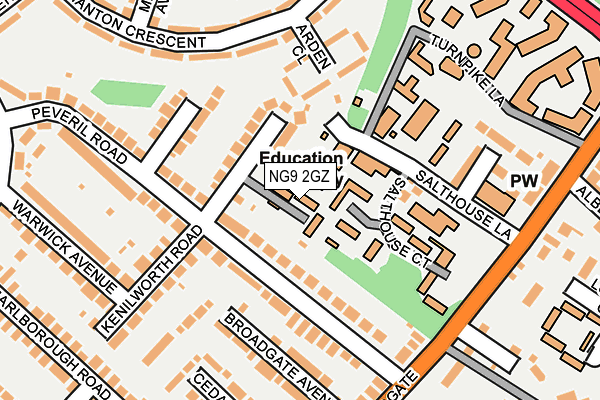 NG9 2GZ map - OS OpenMap – Local (Ordnance Survey)