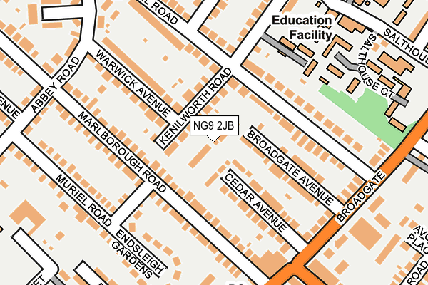 NG9 2JB map - OS OpenMap – Local (Ordnance Survey)