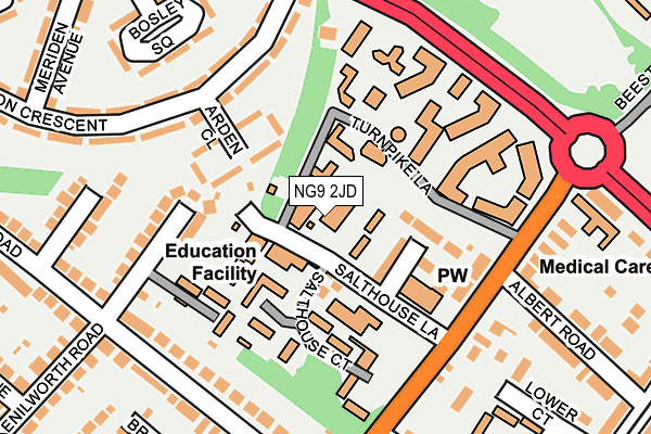 NG9 2JD map - OS OpenMap – Local (Ordnance Survey)