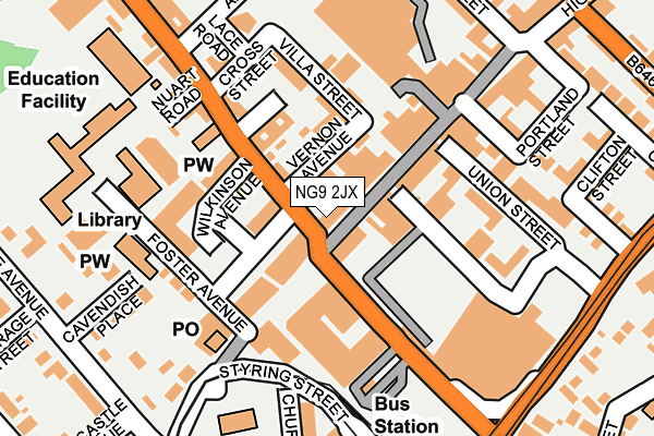 NG9 2JX map - OS OpenMap – Local (Ordnance Survey)