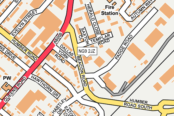 NG9 2JZ map - OS OpenMap – Local (Ordnance Survey)