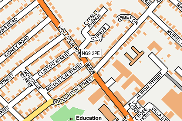 NG9 2PE map - OS OpenMap – Local (Ordnance Survey)