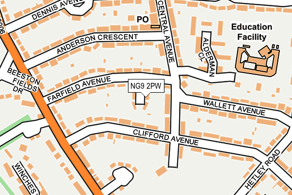 NG9 2PW map - OS OpenMap – Local (Ordnance Survey)