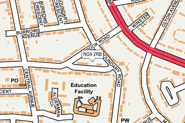 NG9 2RB map - OS OpenMap – Local (Ordnance Survey)