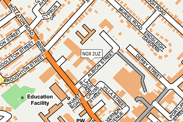 NG9 2UZ map - OS OpenMap – Local (Ordnance Survey)