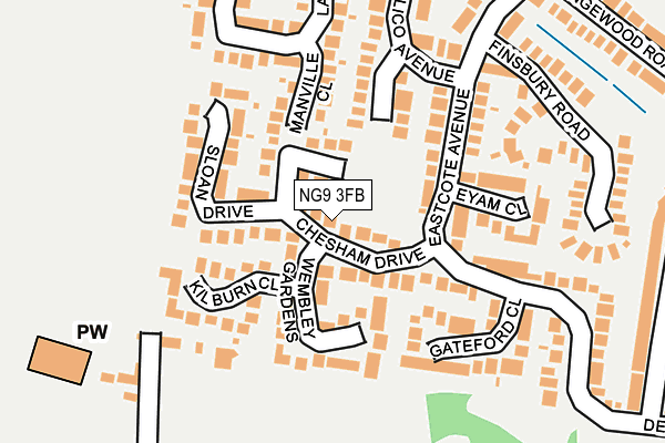 NG9 3FB map - OS OpenMap – Local (Ordnance Survey)