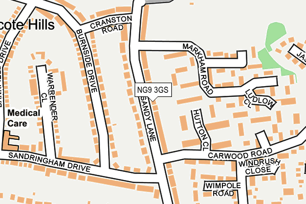 NG9 3GS map - OS OpenMap – Local (Ordnance Survey)