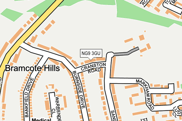 NG9 3GU map - OS OpenMap – Local (Ordnance Survey)